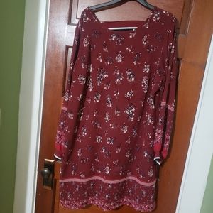 Maurice's Burgundy Floral Dress